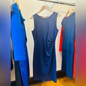 Kenneth Cole dark blue dress with white back zipper size 10.